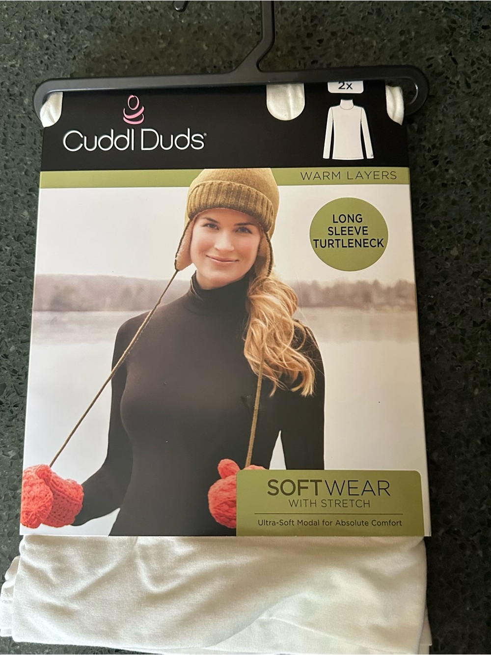 NEW Cuddl Duds Softwear with Stretch Long Sleeve Turtleneck Warm Layers 2X White